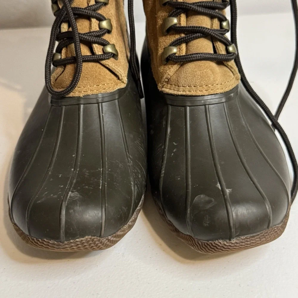 Duck Boots Women's Size 8 J. Crew Sperry Caramel Shearwater With Buckle & Zipper
